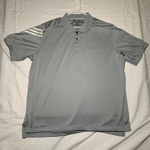 Men’s Adidas Golf Polo. Size XL. Grey with White Stripes on Right Sleeve.
